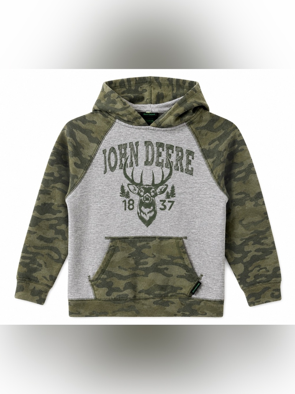 John Deere Gray & Olive Camo Kids Hoodie
